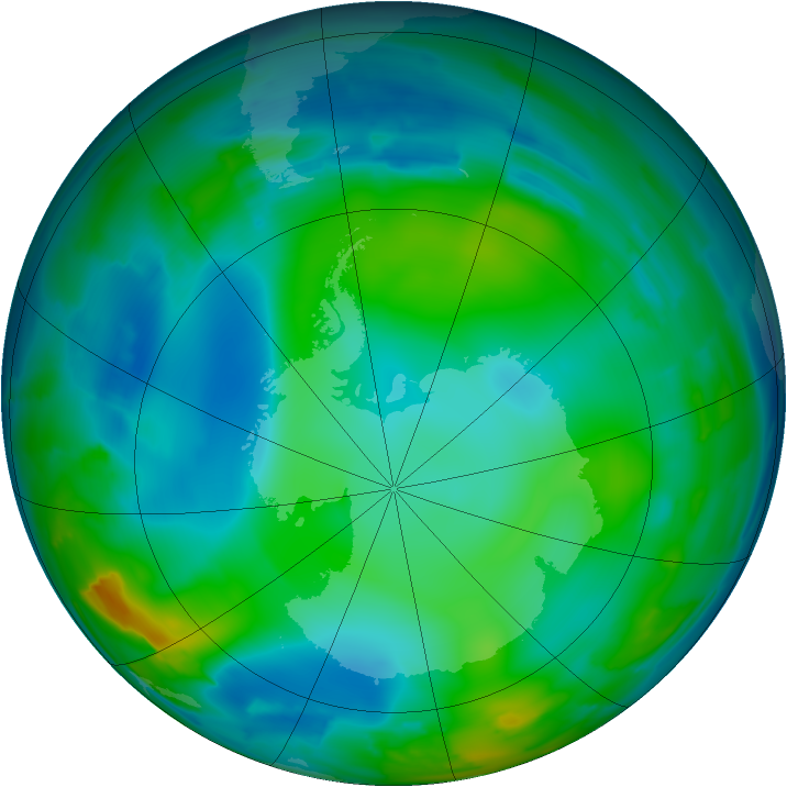Antarctic ozone map for 12 June 2012